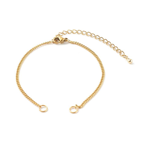 BeadsBalzar Beads & Crafts (SB8837-G) 304 Stainless Steel Curb Chain Bracelet Golden (16.5cm) (1 PC)