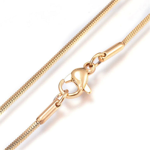 BeadsBalzar Beads & Crafts (SC4686-3PC) 304 Stainless Steel Snake Chain Necklaces, Golden (3 PC)