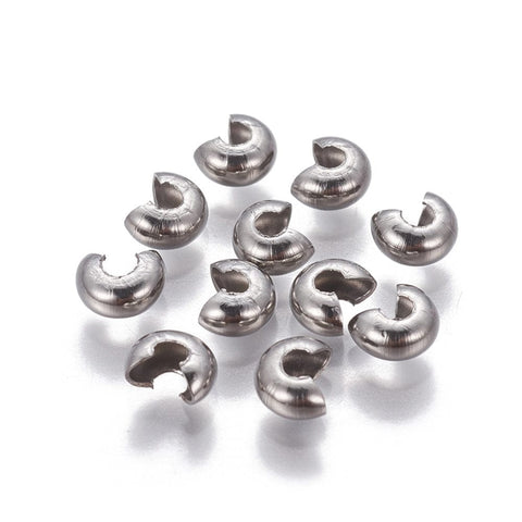 BeadsBalzar Beads & Crafts (SC6011-30PC) 304 Stainless Steel Crimp Beads Covers, 6X5X3MM (30 PCS)