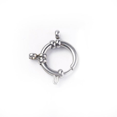 BeadsBalzar Beads & Crafts (SC9109-P) 304 Stainless Steel Smooth Surface Spring Ring Clasp 22x18mm (1 pc)