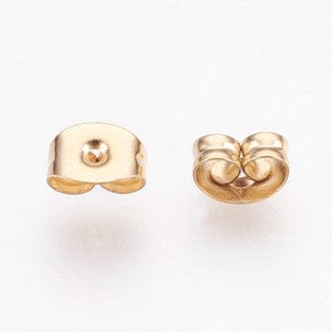 BeadsBalzar Beads & Crafts (SE5713-60PC) 304 Stainless Steel Ear Nuts, Golden 6mm wide (60 PCS)