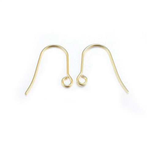 BeadsBalzar Beads & Crafts (SE6480A-30PC) 304 Stainless Steel Earring Hooks, Golden  15mm (30 PCS)