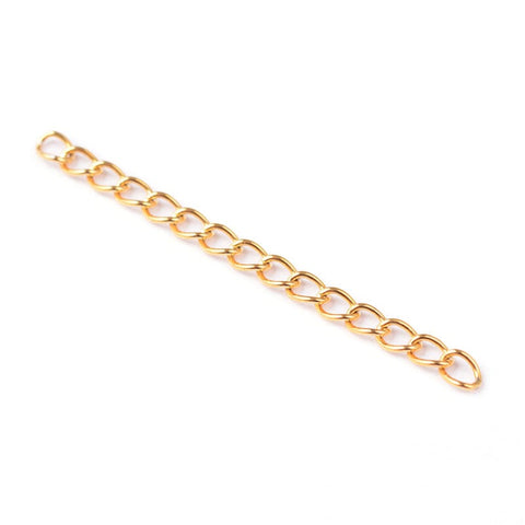 BeadsBalzar Beads & Crafts (SE6677A-30PC) 304 Stainless Steel Chain Extender, Golden 47~53mm long (30 PCS)