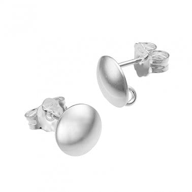 BeadsBalzar Beads & Crafts Silver 925 Rhodium Plated 8mm round flat stud Earrings with ring at back