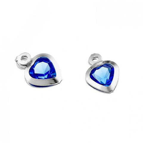 BeadsBalzar Beads & Crafts SILVER 925 Sterling Silver blue crystal heart pendants