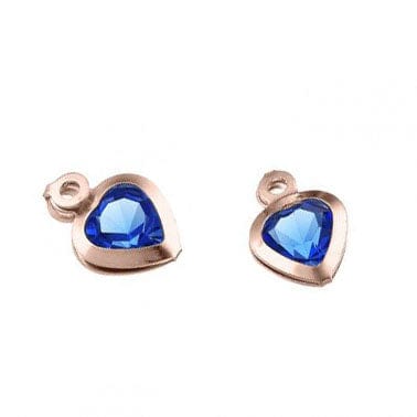 BeadsBalzar Beads & Crafts SILVER 925 WITH 1 MICRON ROSE GOLD PLATING Sterling Silver blue crystal heart pendants