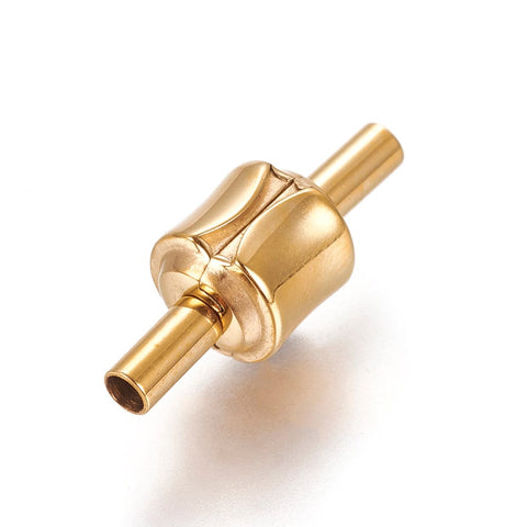 BeadsBalzar Beads & Crafts (SM9003-G) 304 Stainless Steel Magnetic Clasps, Column, Golden 8x21mm (1 SET)