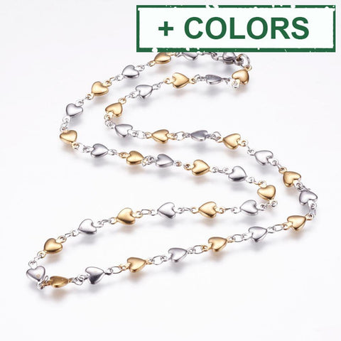 BeadsBalzar Beads & Crafts (SN6093X-3PC) 304 Stainless Steel Chain Necklaces, Heart (45.5cm) (3 PCS)