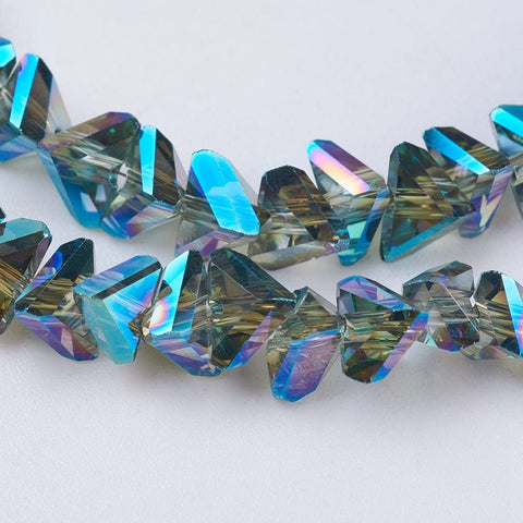 BeadsBalzar Beads & Crafts TRANS.RAINBOW DARK CYAN (BE8966-FR01) (BE8966-X) Glass Beads, Faceted, Triangle, 5x4.5x6mm (1 STR)