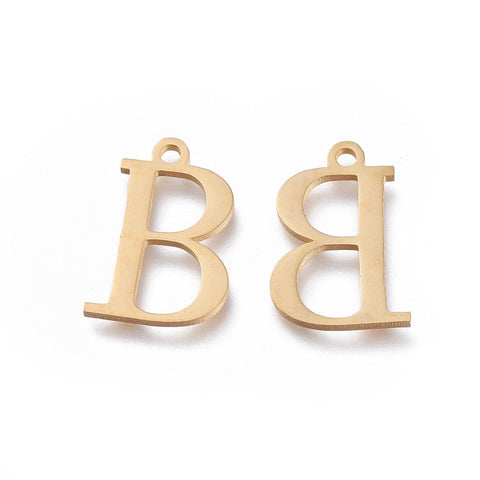 BeadsBalzar Beads & Crafts Β (SG7385-ALL) 304 Stainless Steel Charms, Greek Alphabet, Golden, about 14mm (1 PC)