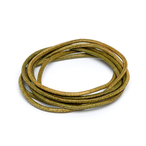 BeadsBalzar Beads & Crafts (184402) Leather cord rounded cowhide 2mm Olive (1 meter)