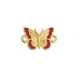 BeadsBalzar Beads & Crafts 24.KT.GD.PL./ RED (GQB8523-GR-10PC) (GQB8523-X-10PC) Alloy Motif butterfly with 2 rings 16x11mm (10 PCS)