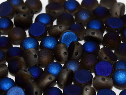 BeadsBalzar Beads & Crafts (2HC-00030-22273) 2-HOLE CABOCHON 6 MM CRYSTAL AZURO FULL MATTED