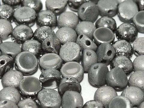BeadsBalzar Beads & Crafts (2HC-00030-27480) 2-HOLE CABOCHON 6 MM CRYSTAL ETCHED CHROME FULL