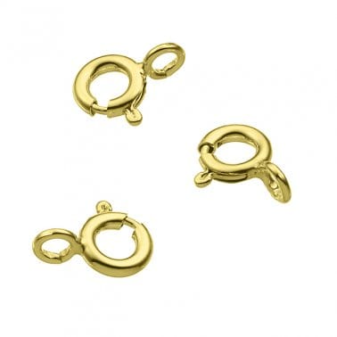 BeadsBalzar Beads & Crafts 3 MICRON GOLD PLATED (925-AMN5-3GP) (925-AMN5-X) Sterling silver 5mm spring ring clasps (4 PCS)