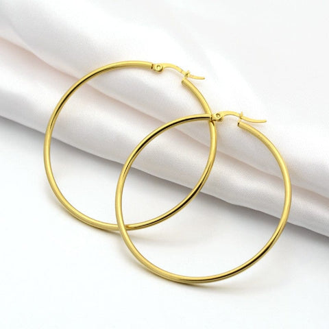 BeadsBalzar Beads & Crafts 304 Stainless Steel Hoop Earring, Ring, Golden (SE4663)
