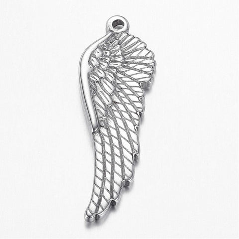 BeadsBalzar Beads & Crafts 304 Stainless Steel Pendants, Wing, Stainless Steel Color 38MM (SW5276)