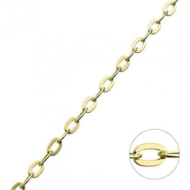 BeadsBalzar Beads & Crafts (925-50GP) GOLD PLATED (925-50X) Sterling silver 2,3mm long flat link chain 0,7mm wire (1m)