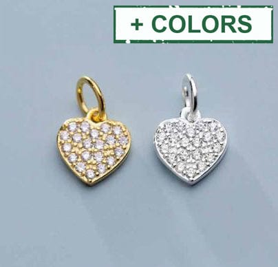 BeadsBalzar Beads & Crafts (925-BH09-X) DIY CZ Heart 925 Sterling Silver Charms (1 PC)