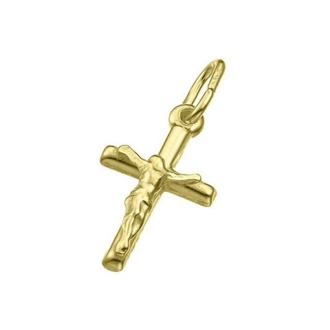 BeadsBalzar Beads & Crafts (925-C17) GOLD PLATED Sterling silver Crucifix 20x12mm with oval ring (1 PC)