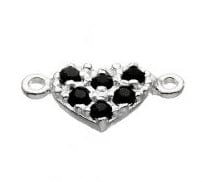 BeadsBalzar Beads & Crafts (925-HT82-SB) SILVER 925 7,8MM HEART CHARM WITH BLACK ZIRCONIUM AND 2 RINGS (1 PC)