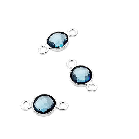 BeadsBalzar Beads & Crafts (925-L04A) Sterling silver 6mm set london blue topaz briolettes 2 rings (1 PC)