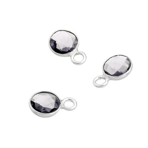 BeadsBalzar Beads & Crafts (925-P05B) Sterling silver 6mm set amethyst briolettes 1 ring (1 PC)