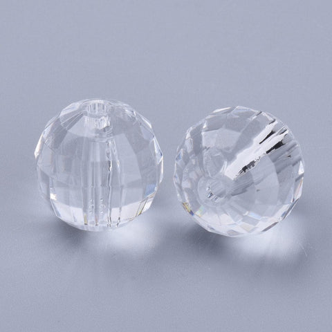 BeadsBalzar Beads & Crafts (AB6042A) Transparent Acrylic Beads, Faceted, Round, Clear Size: about 10mm (+-- 40 PCS)