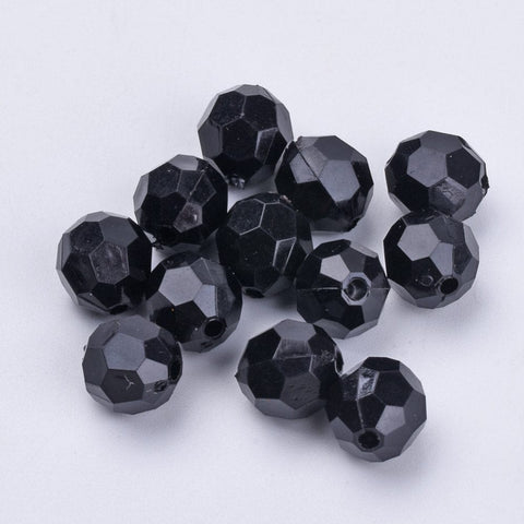 BeadsBalzar Beads & Crafts (AB6043A) Transparent Acrylic Beads, Faceted, Round, Black Size: about 10mm (+-- 40 PCS)