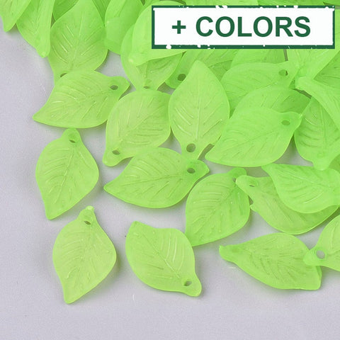 BeadsBalzar Beads & Crafts (AB6257-X) Transparent Acrylic Pendants, Frosted, Leaf, about 18mm  (20 GMS / +-60 PCS)