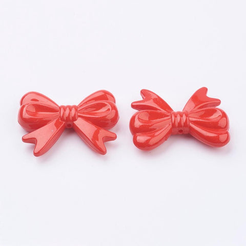 BeadsBalzar Beads & Crafts (AB6746B) Opaque Acrylic Beads, Bowknot, Red Size: about 36mm long, 46mm wide (4 PCS)