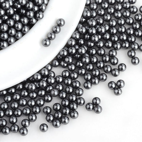 BeadsBalzar Beads & Crafts (AB6866A) SLATE GRAY (AB6866X) Imitation Pearl Acrylic Beads, Round, SlateGray 6mm NO HOLE (15 GMS)