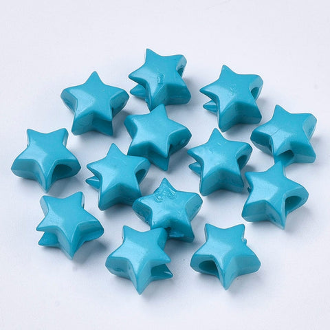 BeadsBalzar Beads & Crafts (AB7484-E) Opaque Acrylic Beads, Dyed, Star, Steel Blue 10.5mm (15 GMS)
