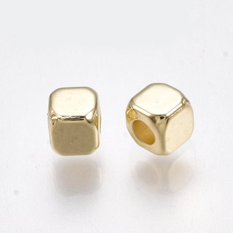 BeadsBalzar Beads & Crafts (AB8470-G) CCB Plastic Spacer Beads, Cube, Light Gold Size: about 3mm (5 GMS/+-40 PCS)