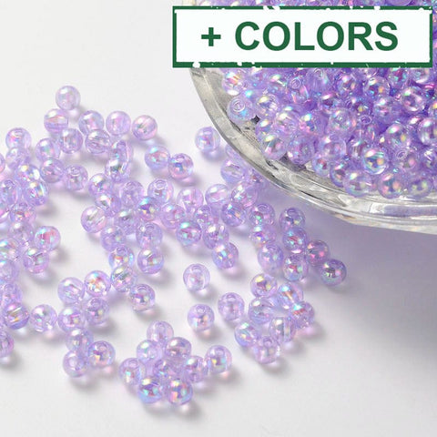 BeadsBalzar Beads & Crafts (AB8481-X) Acrylic Beads, Round, AB Color, 4mm (10 GMS / +-350 PCS)