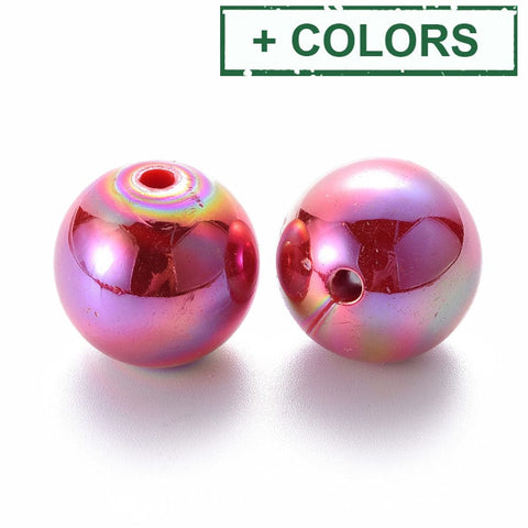 BeadsBalzar Beads & Crafts (AL8476-X) Opaque Acrylic Beads, AB Color Plated, Round, FireBrick Size: about 20mm (10 PCS)