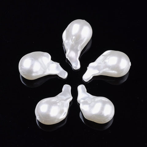 BeadsBalzar Beads & Crafts (AP6640A) ABS Imitation Pearl Acrylic Beads, Nuggets, Creamy White Size: about 29mm long, 16mm wide, (6 PCS)