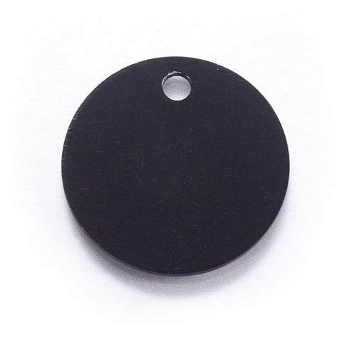 BeadsBalzar Beads & Crafts (AT7834-02C) Aluminium Pendants, Pet Tag, Flat Round, Black 25mm (2 PCS)