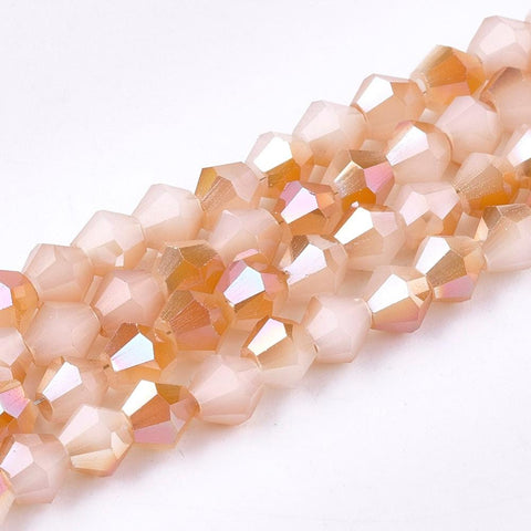 BeadsBalzar Beads & Crafts (BB6408C) Electroplate Glass Imitation Jade Beads Strands, Faceted, Half Rainbow Color Plated, Grade AAA, Bicone, AntiqueWhite Size: about 3mm long, hole: 0.5mm