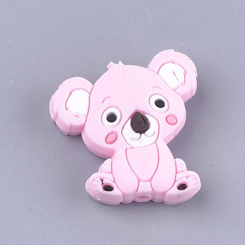 BeadsBalzar Beads & Crafts (BB7247-03B) PINK (BB7247-X) Food Grade Silicone Beads For Teethers, Beagle Dog, PearlPink 28mm (1 PC)