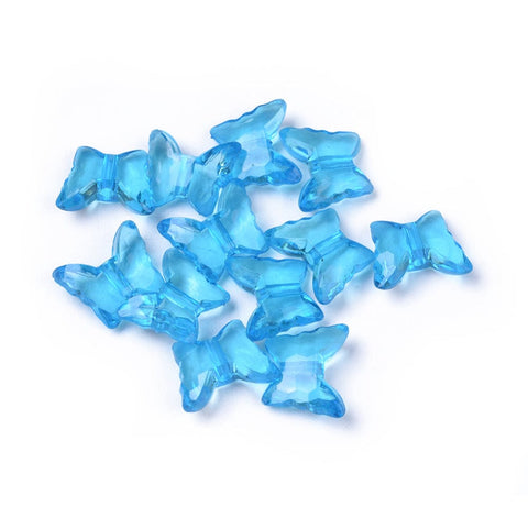 BeadsBalzar Beads & Crafts (BB7502-H) Transparent Acrylic Beads, Butterfly, Deep Sky Blue 15.5mm (20 GMS +-35 PCS)