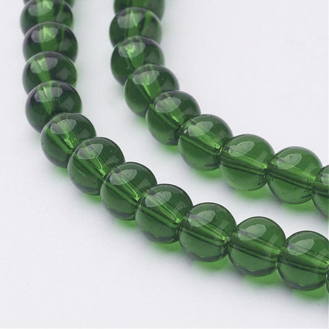 BeadsBalzar Beads & Crafts (BE1275C) Glass Beads Strands, Round, Green about 6mm
