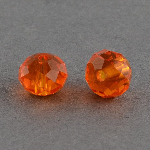 BeadsBalzar Beads & Crafts (BE1301D) Handmade Glass Beads, Faceted Rondelle, OrangeRed  Size: about 8mm