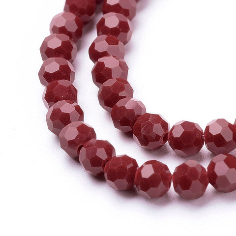 BeadsBalzar Beads & Crafts (BE1303A) Faceted Glass Beads Strands, Round, Dark Red 4mm (1 STR)