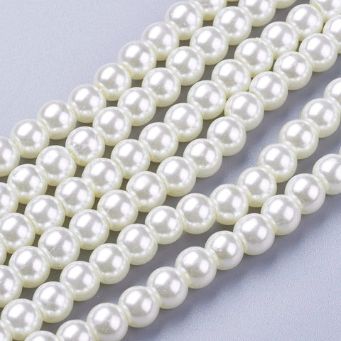 BeadsBalzar Beads & Crafts (BE1541) pearlized Glass Pearls 6mm Ivory