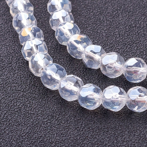 BeadsBalzar Beads & Crafts (BE1565) Glass Beads Strands, Clear AB, AB Color Plated 6mm (1 STR)