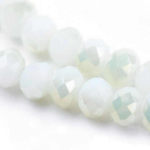 BeadsBalzar Beads & Crafts (BE1717) Electroplate Glass Faceted Abacus Beads Strands, Imitation Jade, Half Plated, WhiteSmoke 3MM