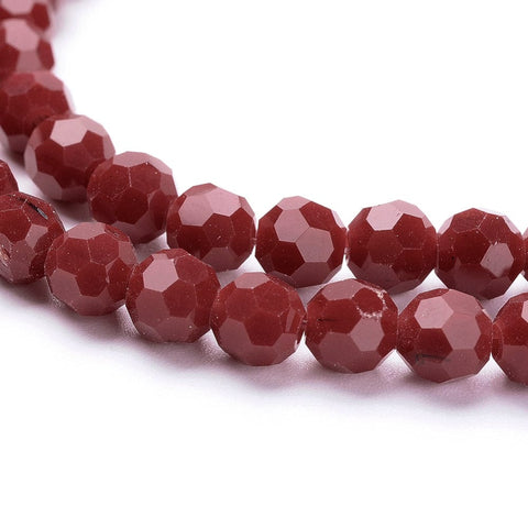BeadsBalzar Beads & Crafts (BE3740-24) Faceted Glass Beads Strands, Round, Dark Red 6mm (1 STR)