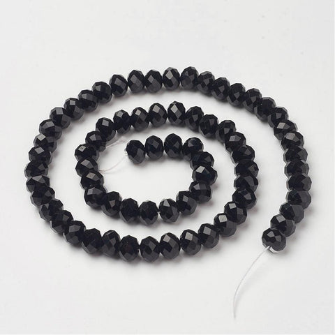 BeadsBalzar Beads & Crafts (BE430) Handmade Glass Beads, Faceted Abacus, Black 10MM