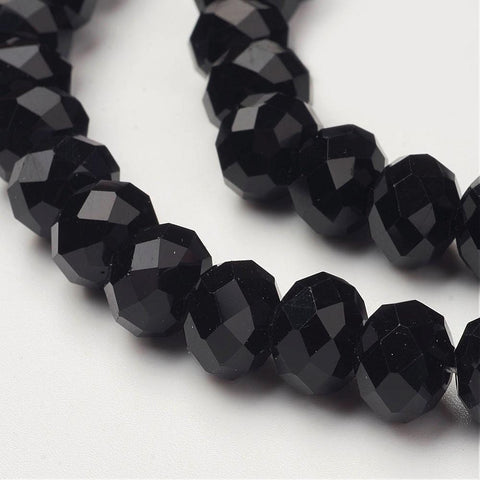 BeadsBalzar Beads & Crafts (BE430) Handmade Glass Beads, Faceted Abacus, Black 10MM